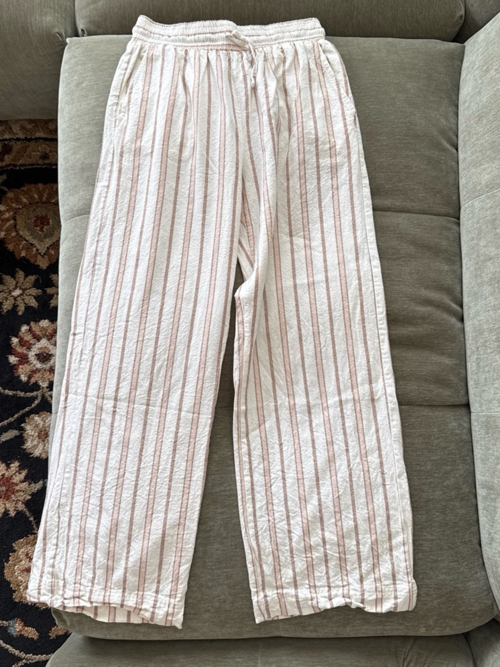 Vigoss White Pants with Pink and Brown Stripes